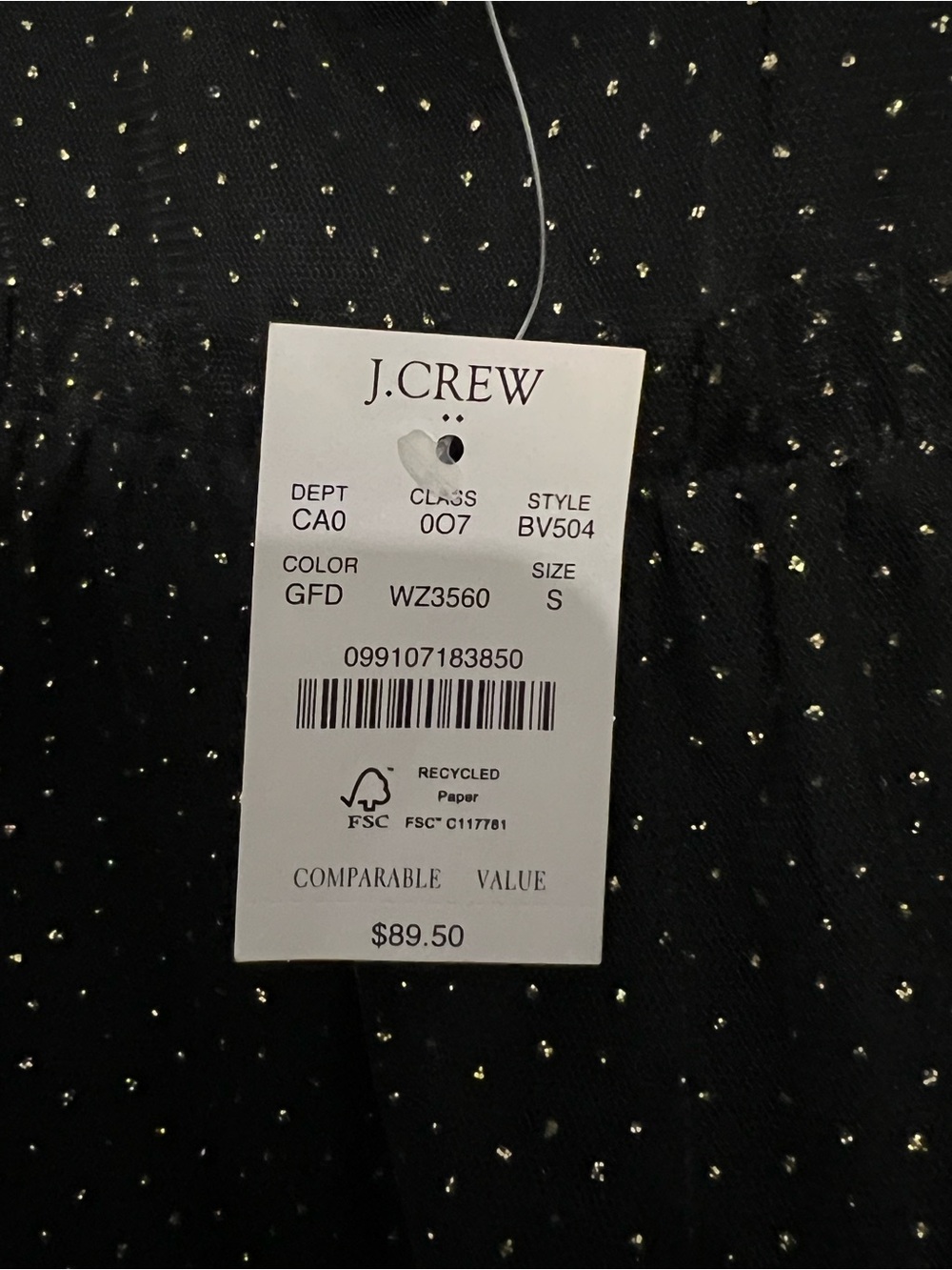 J. Crew NWT Sparkle Puff Sleeve Tulle Top Gold Black Women’s Size Small - Picture 4 of 8